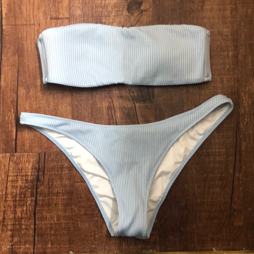 PINK Light Blue Bandeau Bikini